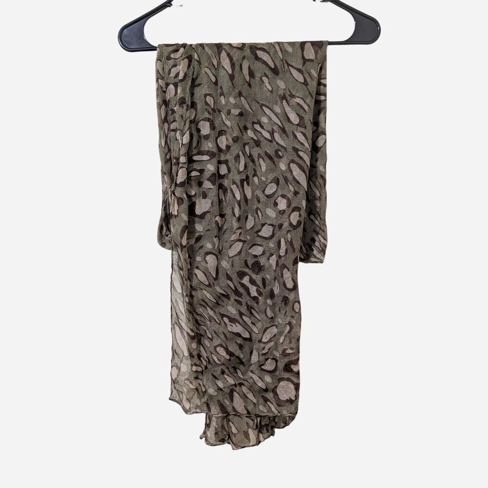 Earth Tone Animal Print Sheer Scarf Lightweight Shawl Wrap